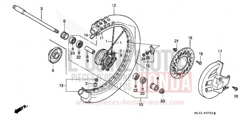 ROUE AVANT (CR500RS/RT/RV) CR500RV de 1997